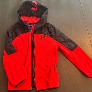 Boys Under Armour Red and Black Hooded Jacket